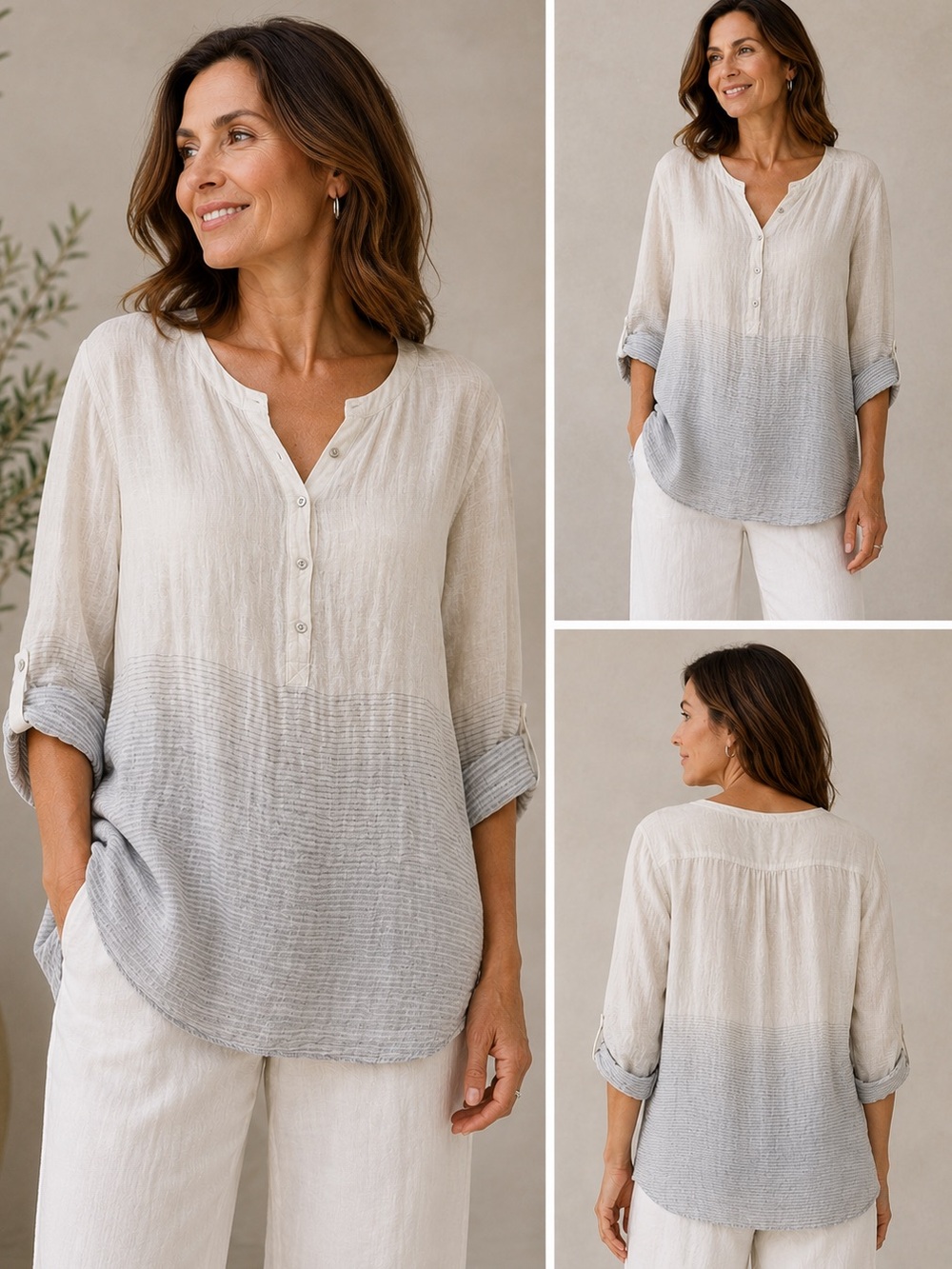 Eileen Fisher Linen Boxy Top Sheer Lightweight Off White Size XL - Picture 8 of 8